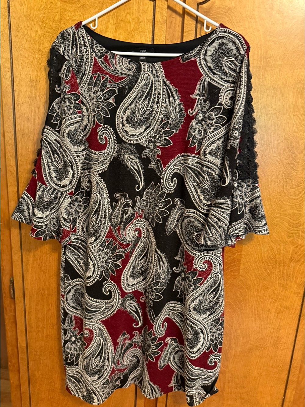 R&K Black, Red & White Paisley Bell-Sleeve Dress